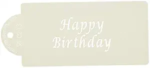 Designer Stencils C213 Happy Birthday Business Card Cookie Stencil, Beige/Semi Transparent