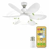 Gesto Portable Ceiling Fan with LED Light | B22 Plug & Play Fan Light with Remote | 3 Speed Fan | 3 Color Light (3000K/4500K/6500K) | Ideal for Bathroom, Kitchen, Bedroom, Pooja Room, Small Office