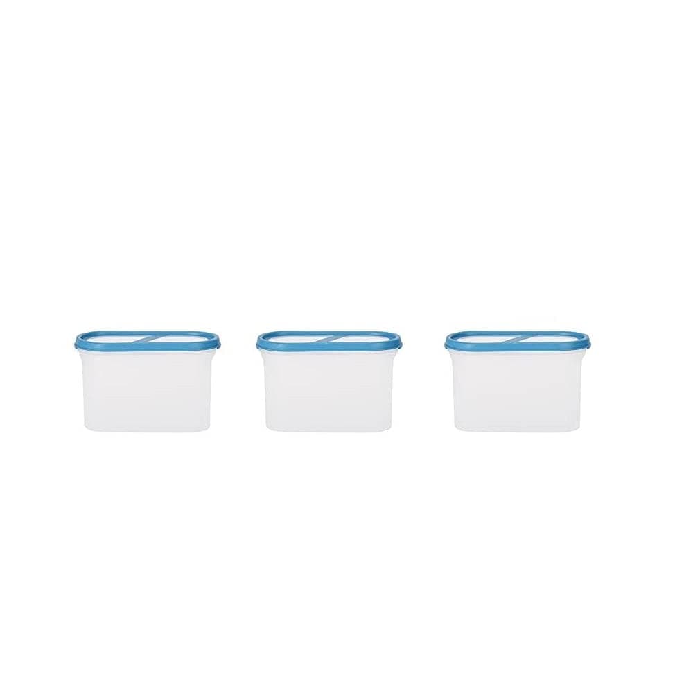 SIMPARTE 360° Airtight BPA-Free Modular Design Stackable Kitchen Storage Container Set for Rice, Dal, Atta, Flour, Cereals, Pulses, Snacks - Set of 3 (Sky Blue, 1200 Ml)