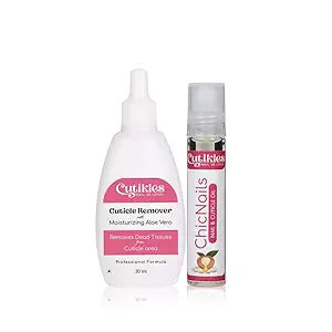 CutiCouple - Combo pack of Cuticle Remover & Cuticle Oil. Ideal for Quick DIY Mani-Pedis. Cuticle Remover Softens/Removes dead-skin from nails, Cuticle Oil Nourishes Nails & Cuticles - 40ml