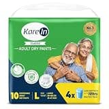Karein Classic Adult Diaper Pant L Size, Large, Waist (90-120 cm 35'-47'), 10 Unit, Long Protection Hour, Unisex, Quick & Even Absorption, Anti-Bacterial, Leakproof, Odour Control, Wetness Indicator