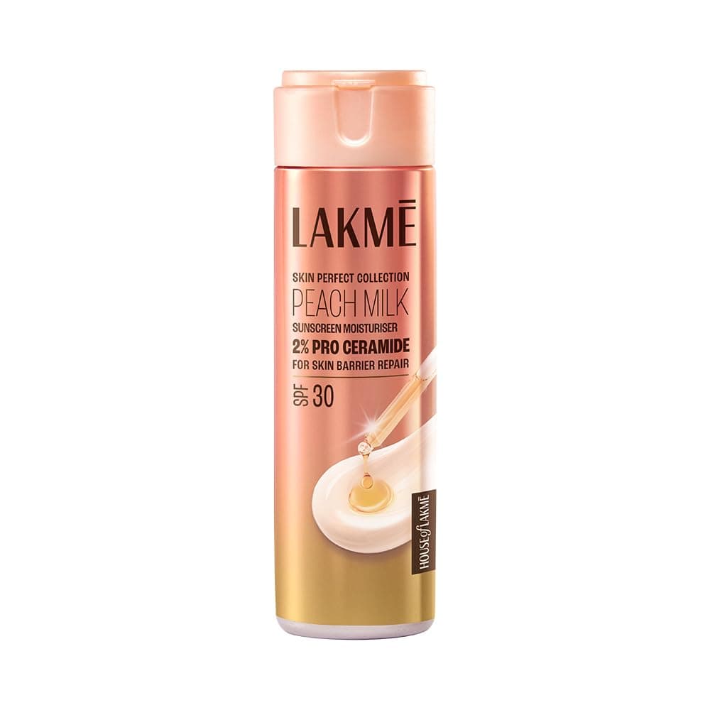 Lakmé Peach Milk Moisturiser SPF 30 with 2% Pro-Ceramide | Daily UV Defense, Hydrating & Skin Barrier Repair Face Cream | Lightweight, For Dry Skin, Normal, Oily Skin & Sensitive Skin 200ml