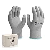 Robustt ESD Grey Safety gloves | Pack of 50 | Carbon Fibre with Anti - Static Technology | Snug Fit, Slip Resistant | Reusable & Washable Gloves | Hand Gloves for Electrical Appliances