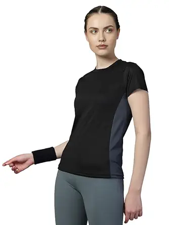 CHKOKKO Gym Tshirt for Women Workout Dry Fit t Shirt Sports Tshirt Lightweight Round Neck Breathable Half Sleeve Activewear Mesh Running Yoga Tops for Woman