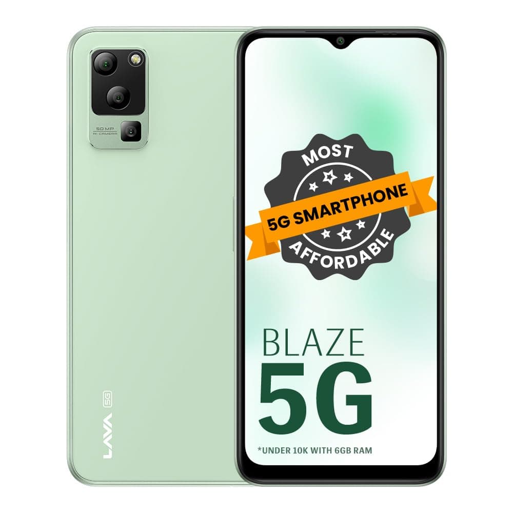Lava Blaze 5G (Glass Green, 4GB RAM, UFS 2.2 128GB Storage) | 5G Ready | 50MP AI Triple Camera | Upto 7GB Expandable RAM | Charger Included | Clean Android (No Bloatware)
