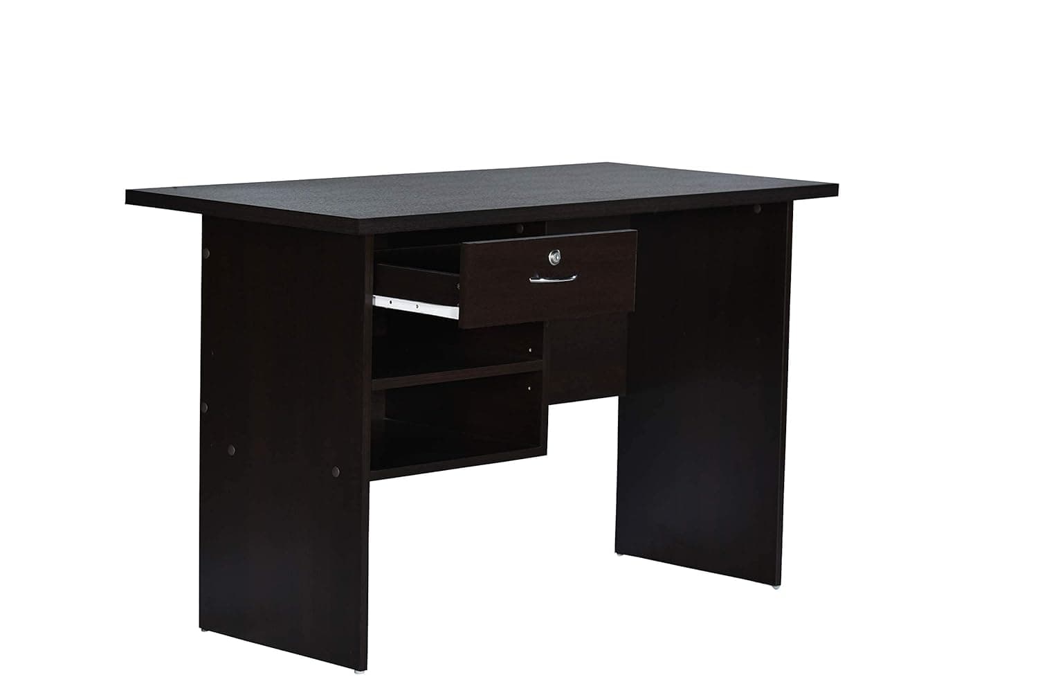 DeckUp Craftos Jade Engineered Wood Office Table And Study Desk With Locked Drawer (Dark Wenge, Matte Finish)