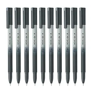 FLAIR Move Gel Pen | Black & Grey Aesthetic Pastel Matt Finished Body | Effortless Writing With Sleek Clip Design | Black Ink, Set Of 10