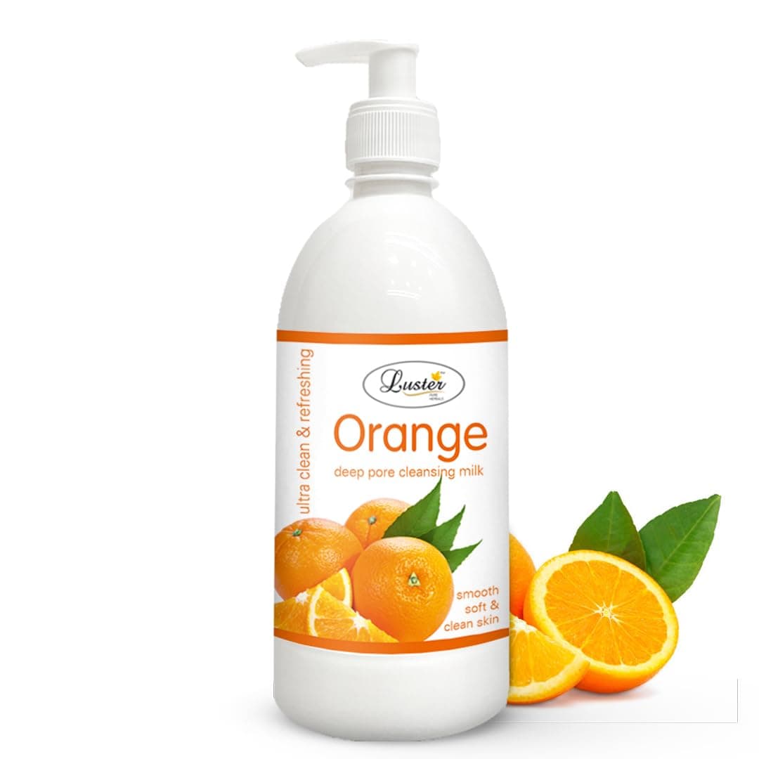 Luster Orange Deep Cleansing Milk | Enriched With Orange Extracts | Ultra Clean & Refreshing | Cleansing Milk For Face Makeup Remover | (Paraben & Sulfate Free)-500 ml