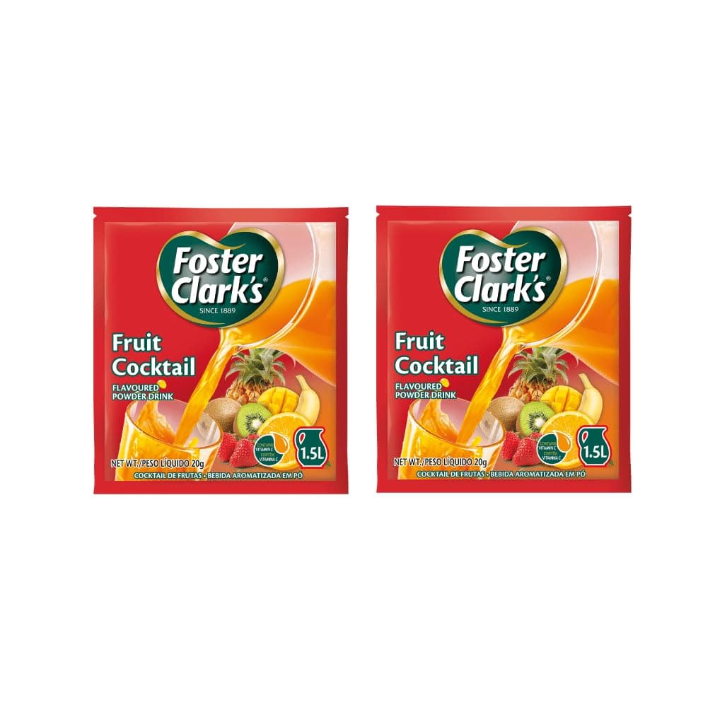 Foster Clark Fruit Cocktail Flavored Powder Drink 20g Packet - Makes 1.5L (2 x 20g) | Imported Drink Mixes | Rich Beverage Mix for Instant Refreshment