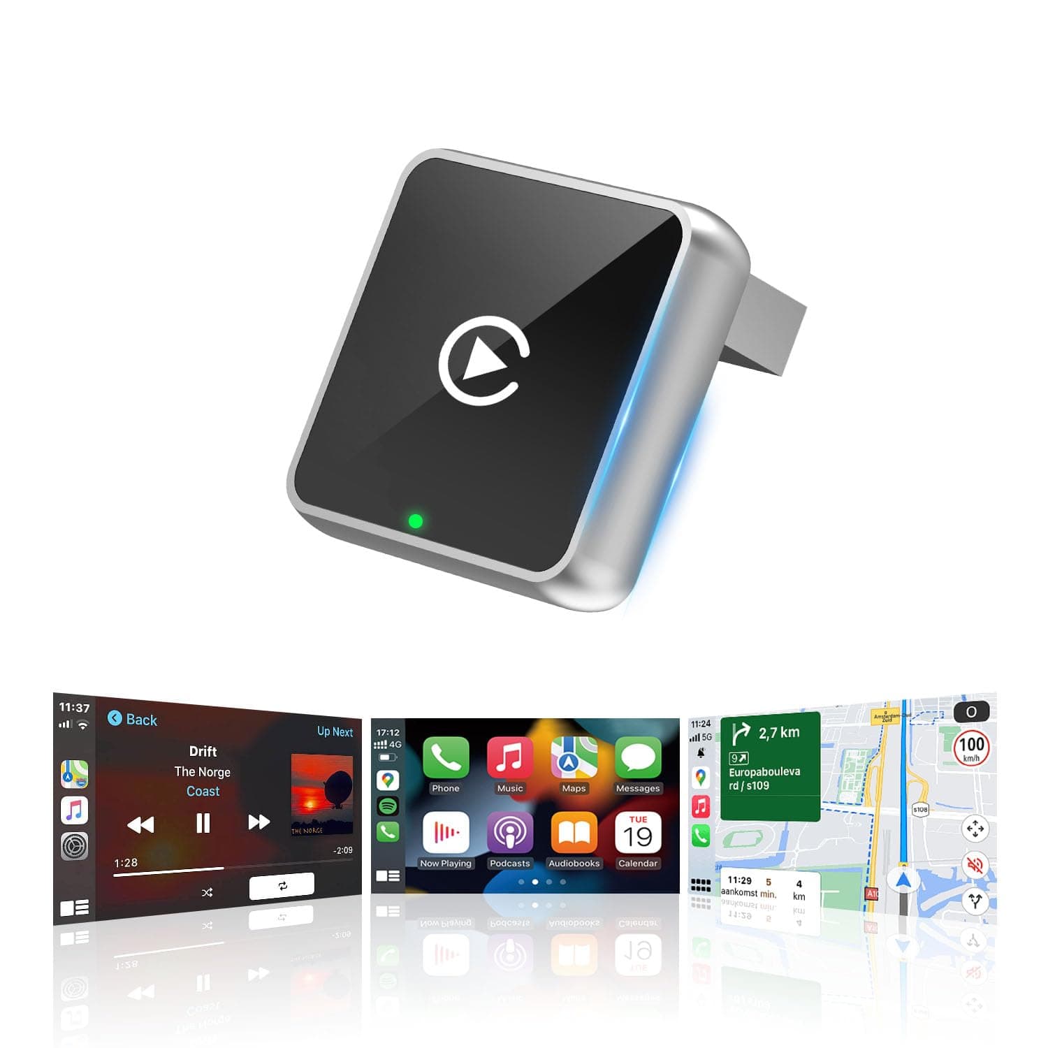 CEROAN 2-in-1 Wireless CarPlay Adapter & Android Auto Wireless Adapter with Bluetooth 5.3 & 5GHz Dual-Band WiFi - Plug & Play, Wired to Wireless, Auto Reconnect for Lag-Free iOS/Android Use
