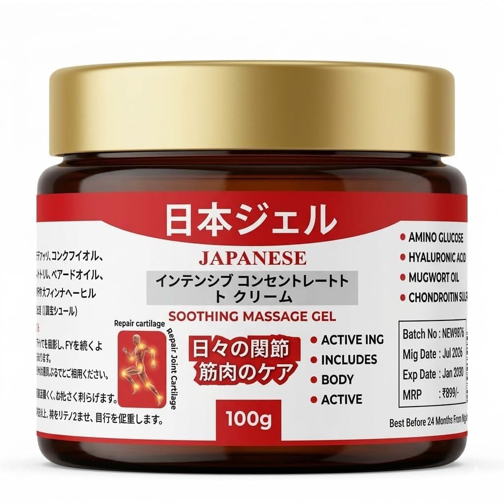 Japanese Instant Pain Relief Soothing Massage Gel | Fast-Acting Muscle & Joint Comfort | With Mugwort Oil, Camphor & Lactic Acid | Relief for Back, Neck, Shoulders & Knees (100 gm (pack of 1))