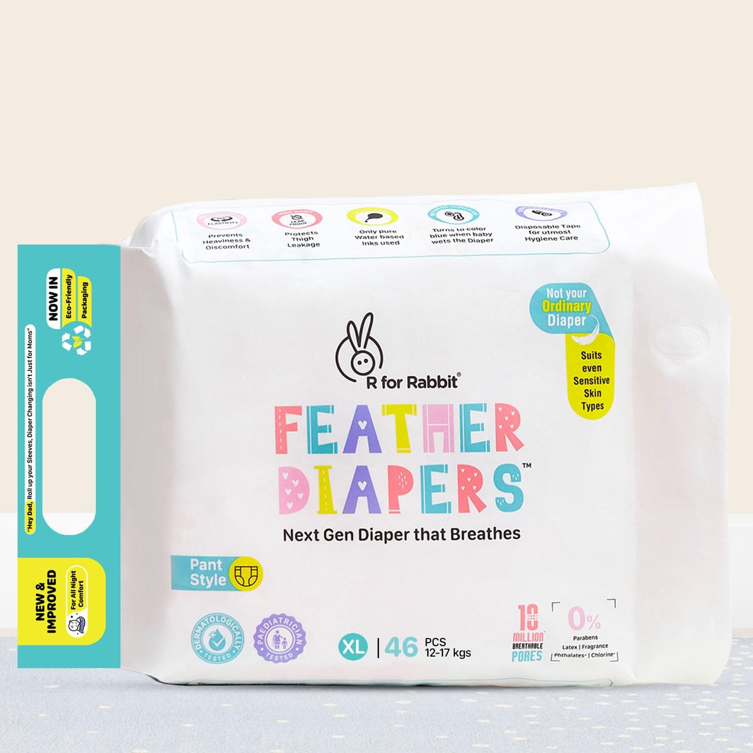 R for Rabbit XL Size Premium Feather Diaper for Baby 12 to 17 kgs (46 Pack Offer)