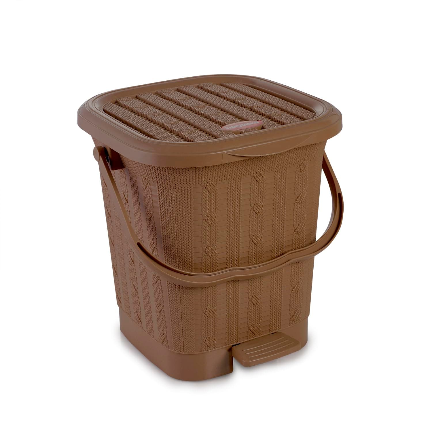 Nayasa Mikado Dustbin with Lid & Handle | Large 13.5 Litres Waste Bin | Multi-Purpose Plastic Dustbin for Home, Kitchen, Bathroom & Office | Durable, Easy to Clean, Hygienic & Stylish | Brown
