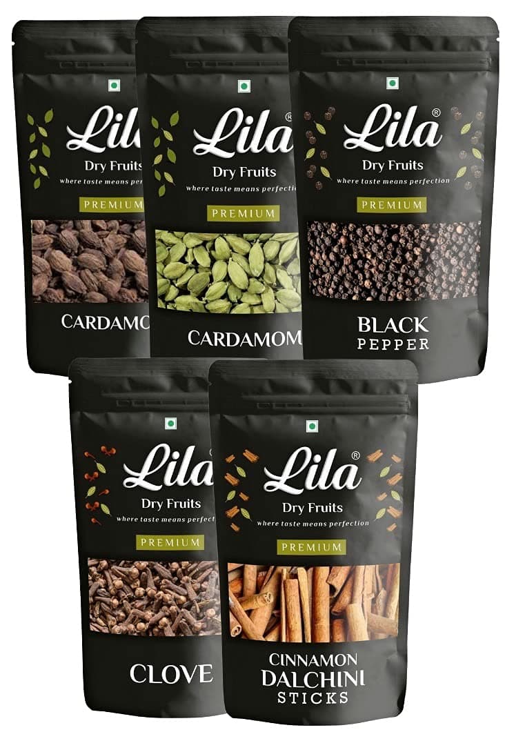 LDF 5 Spices Combo (50 Grams x 5) – Black Pepper, Black Cardamom, Green Cardamom, Cloves & Cinnamon Sticks | Traditional Indian Whole Spice Combo Pack | Khada Masala Pack Perfect for Gifting