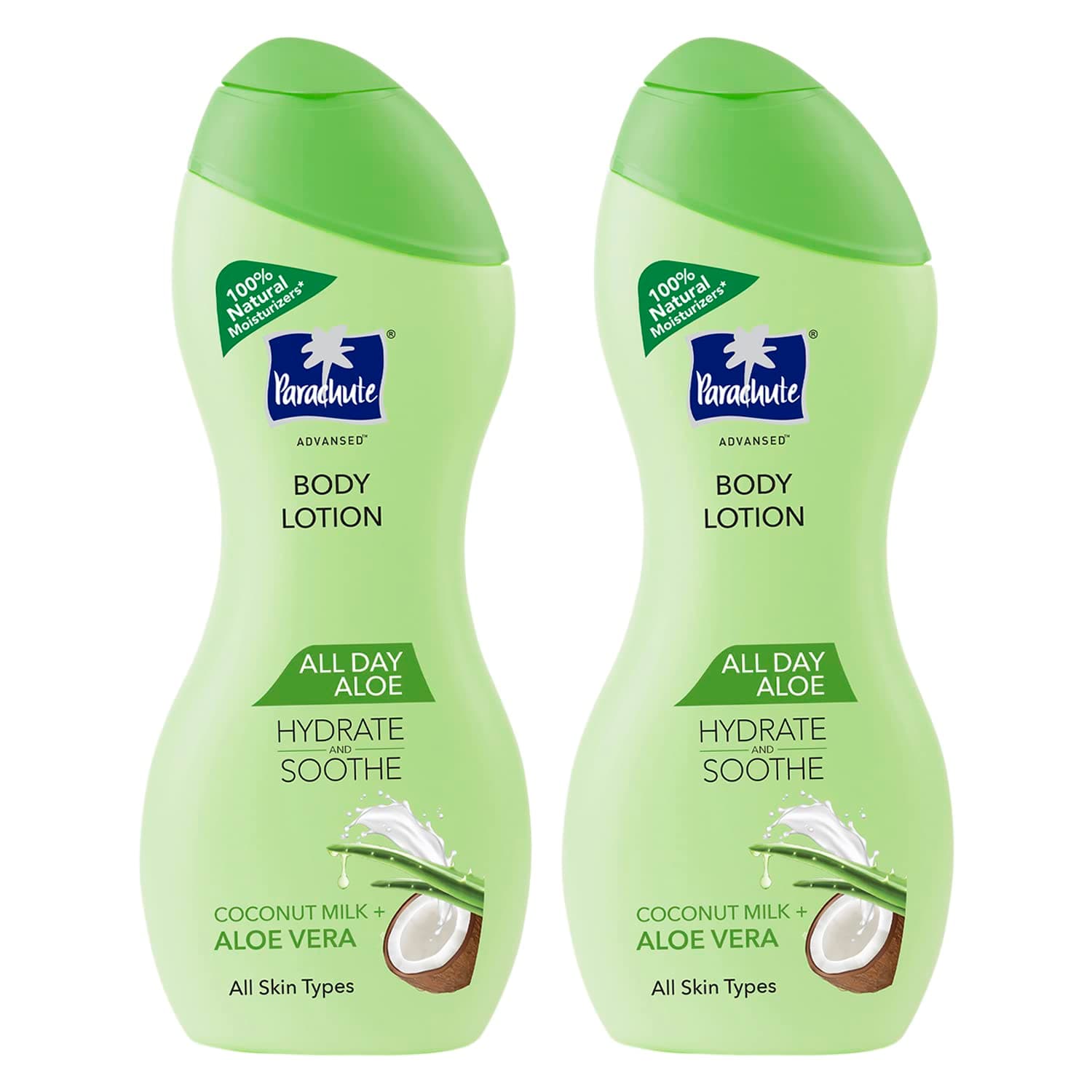 Parachute Advansed All Day Aloe Body Lotion with Coconut Milk & Aloe Vera, 100% Natural Moisturiser, 250ml (Pack of 2)