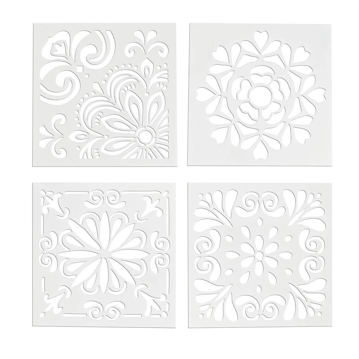 ROSENICE 4PC Spray Templates Retro Totem Reusable Stencils Set Cut Painting Stencil Floor Wall Tile Fabric Wood Stencils Elegant Flower Spray Template Mold Cake Decor Mold DIY Baking Tool