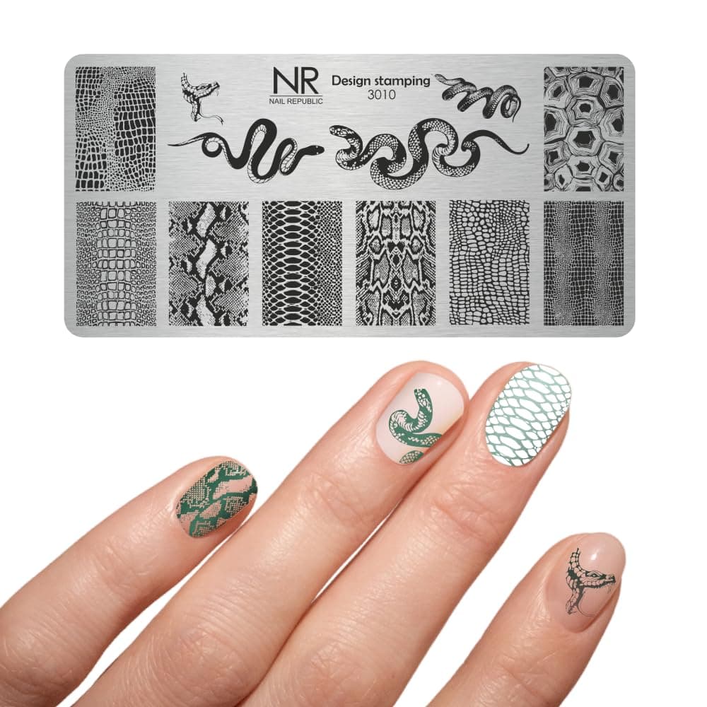Nail Republic Nail Stamping Plate, Metal Nail Art Stamping Template for Manicure Designs (Reptile)