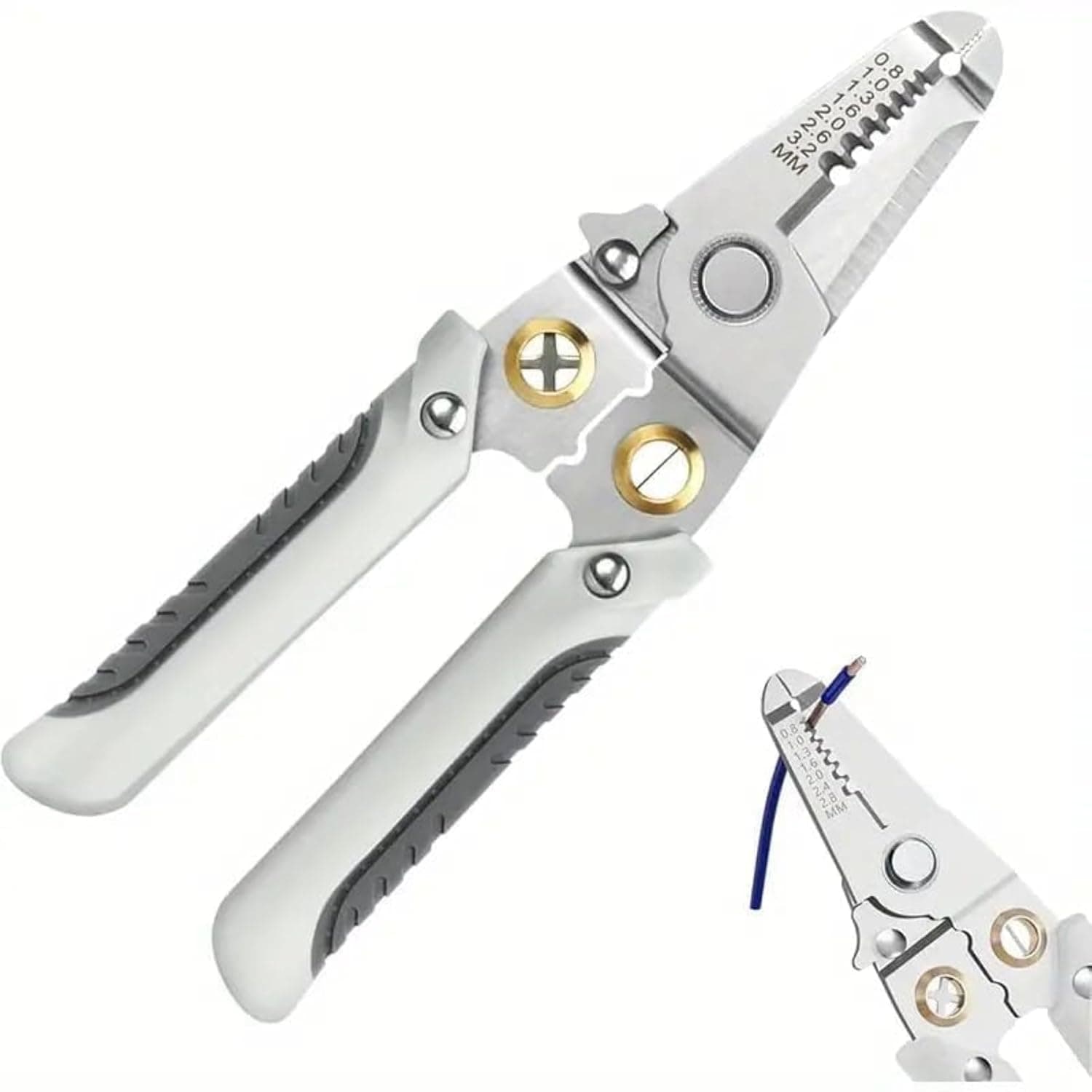 8 in 1 Wire Crimping Tool | Heavy Duty Cable Cutter & Wire Stripper, Manual Lock Mechanism and Textured Grip Handle for Electrical Wire Use (Wire Stripper Pliers)