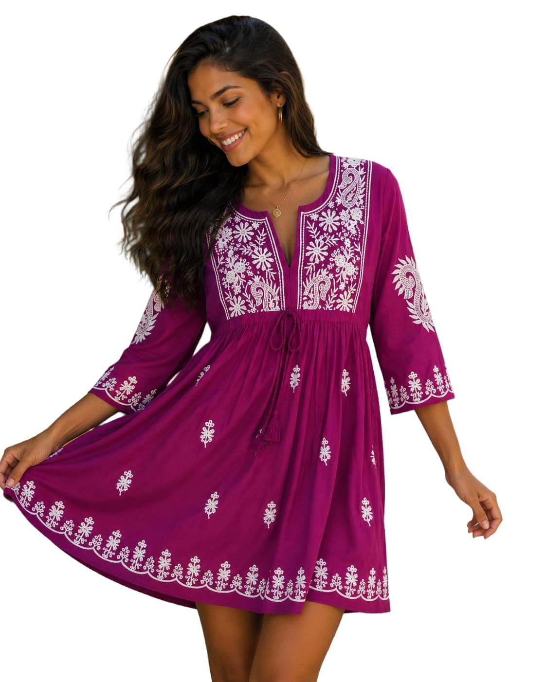 Gauri Laxmi Enterprise Women's Embroidered Georgette Peplum Top | Ethnic Tunic Kurti with Sheer Sleeves | Casual Top for Women