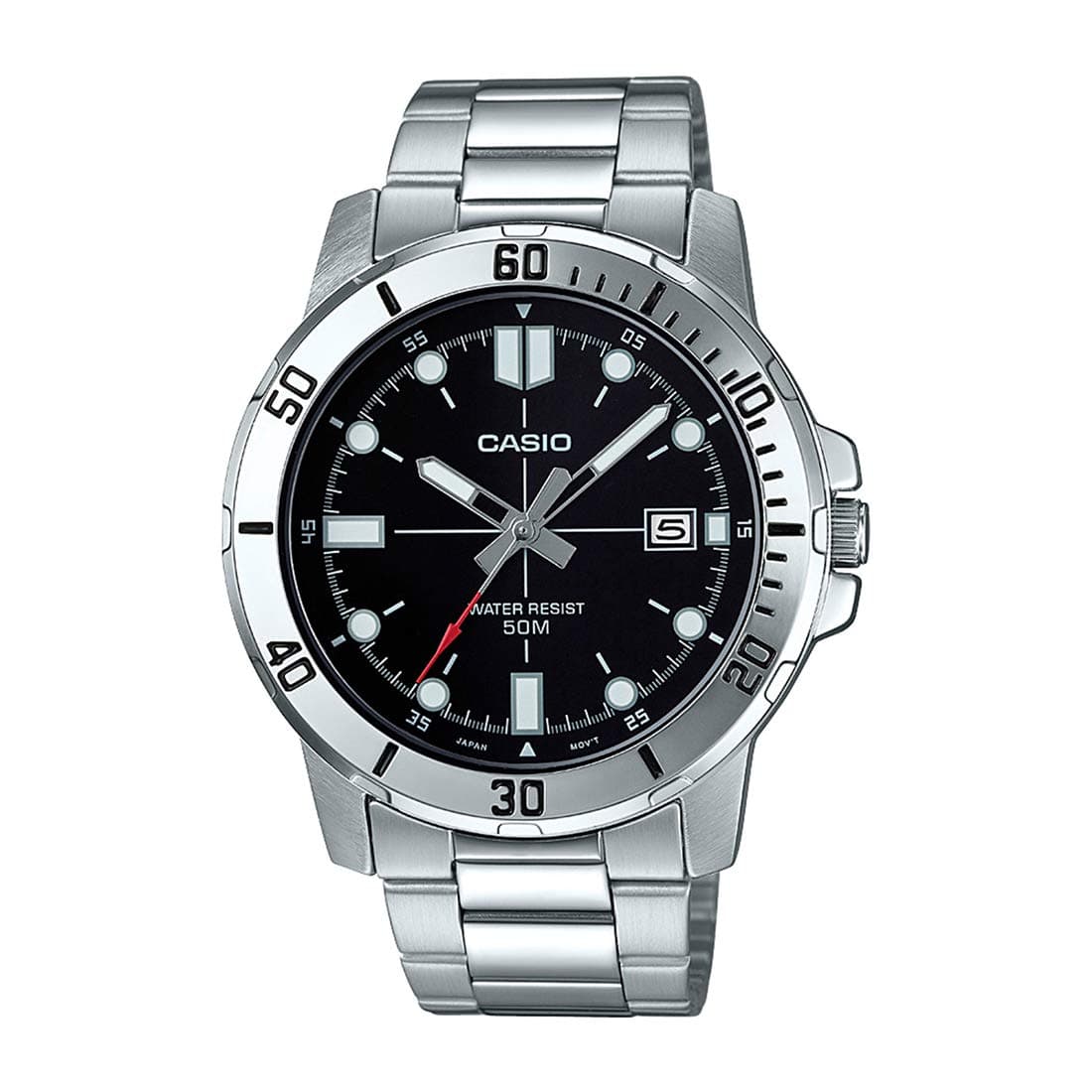Casio Enticer Analog Black Dial Men's Watch (MTP-VD01D-1EVUDF, A1362, Silver)