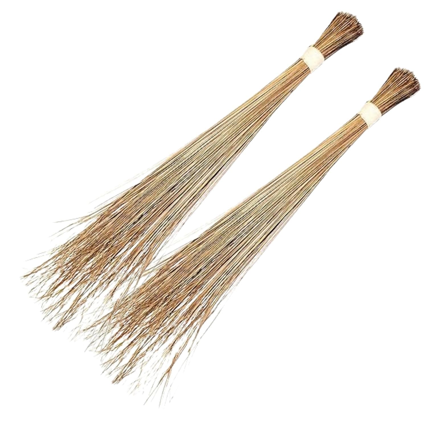 Coconut Broom Stick Leaf Grass Broomstick Washable Seekh Jhaadu with Firm & Comfortable Grip Ideal for Wet Surface Cleaning (2 Pc, 700Gm, Random Colors)