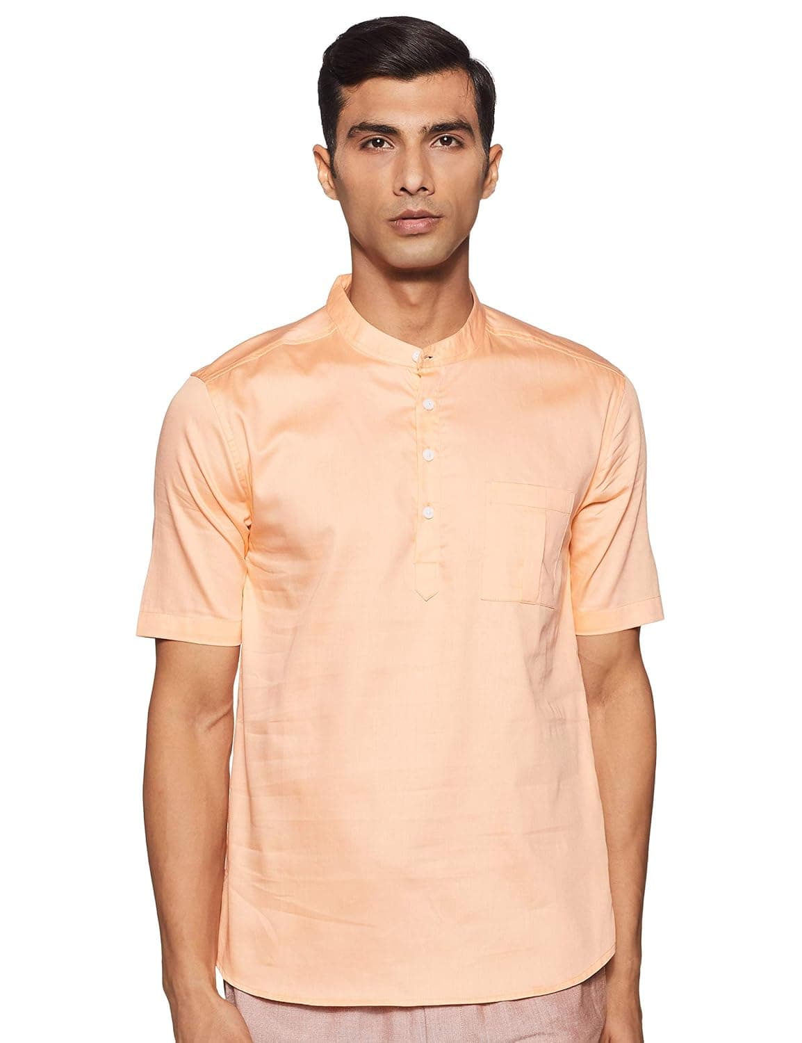 HammerSmith Men's Solid Regular Kurta Shirt (1203-A_Orange1 39)