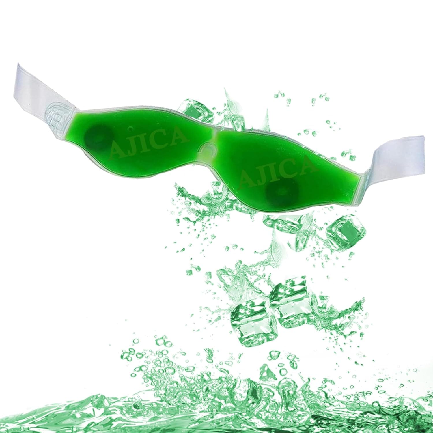 Aloe Vera Cool Gel Eye Mask Summer Ice Cooling Sleeping Mask for Eye Patches Remove Dark Circles Fatigue Cool Eyes Patch Pads Eye Care (Green Aloe Mask, Pack of 1)