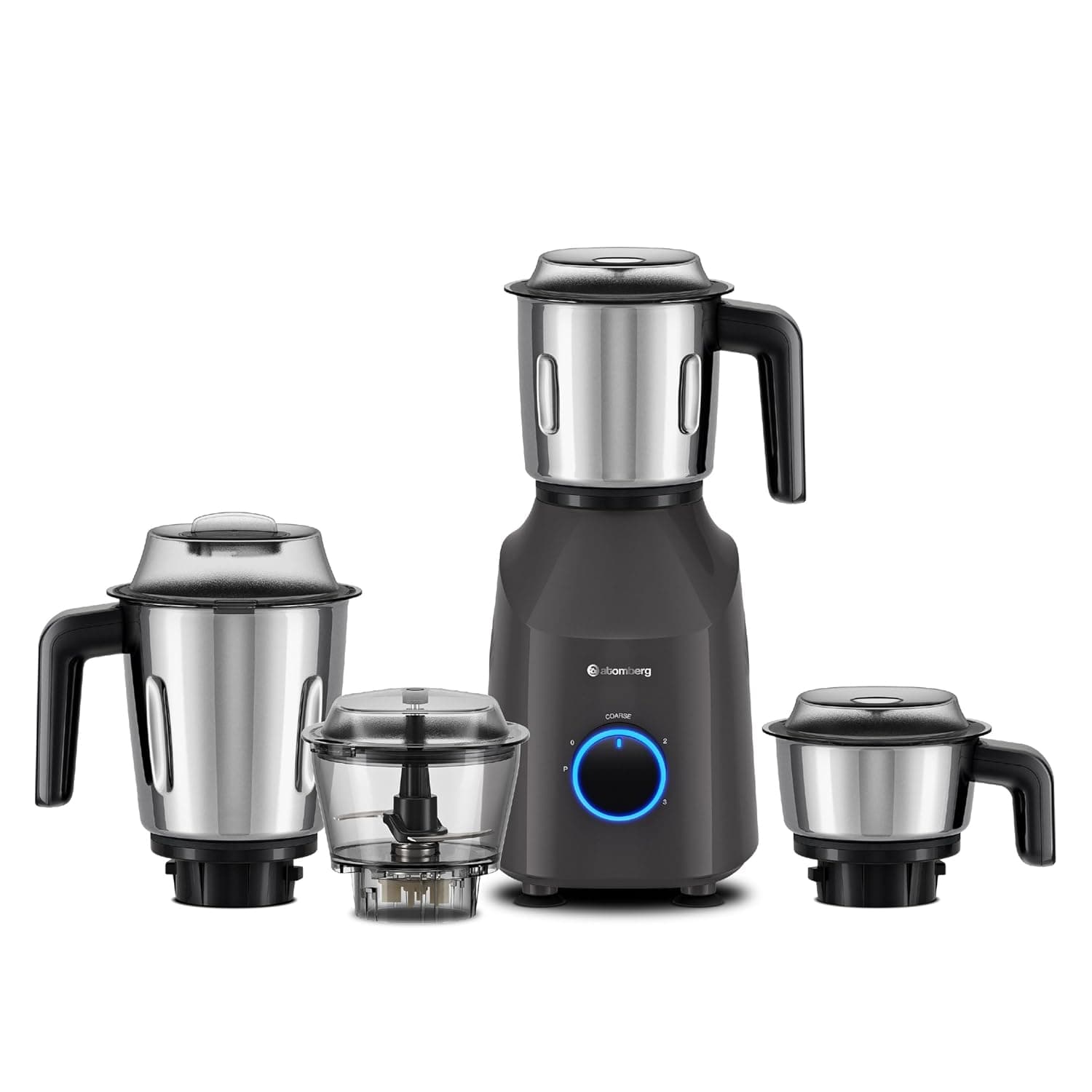 Atomberg Yulia 750 Watt Mixer Grinder | 4 Multipurpose Jars including Chopper Jar | Coarse Mode for Silbatta-like Textures | Powerful Intelligent Motor | Advanced Safety Features | Pebble Grey