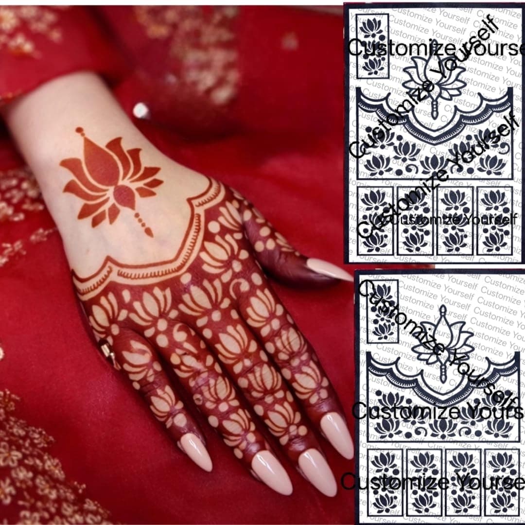 Lotus Design Mehendi Stencil Easy to use for Women and Kids