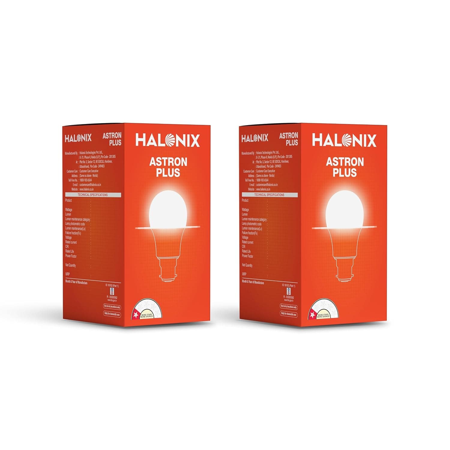 Halonix B22D 10Watt Led Astron Plus (White, Round) Pack of 2 (F5BMM030040000000 PK2)