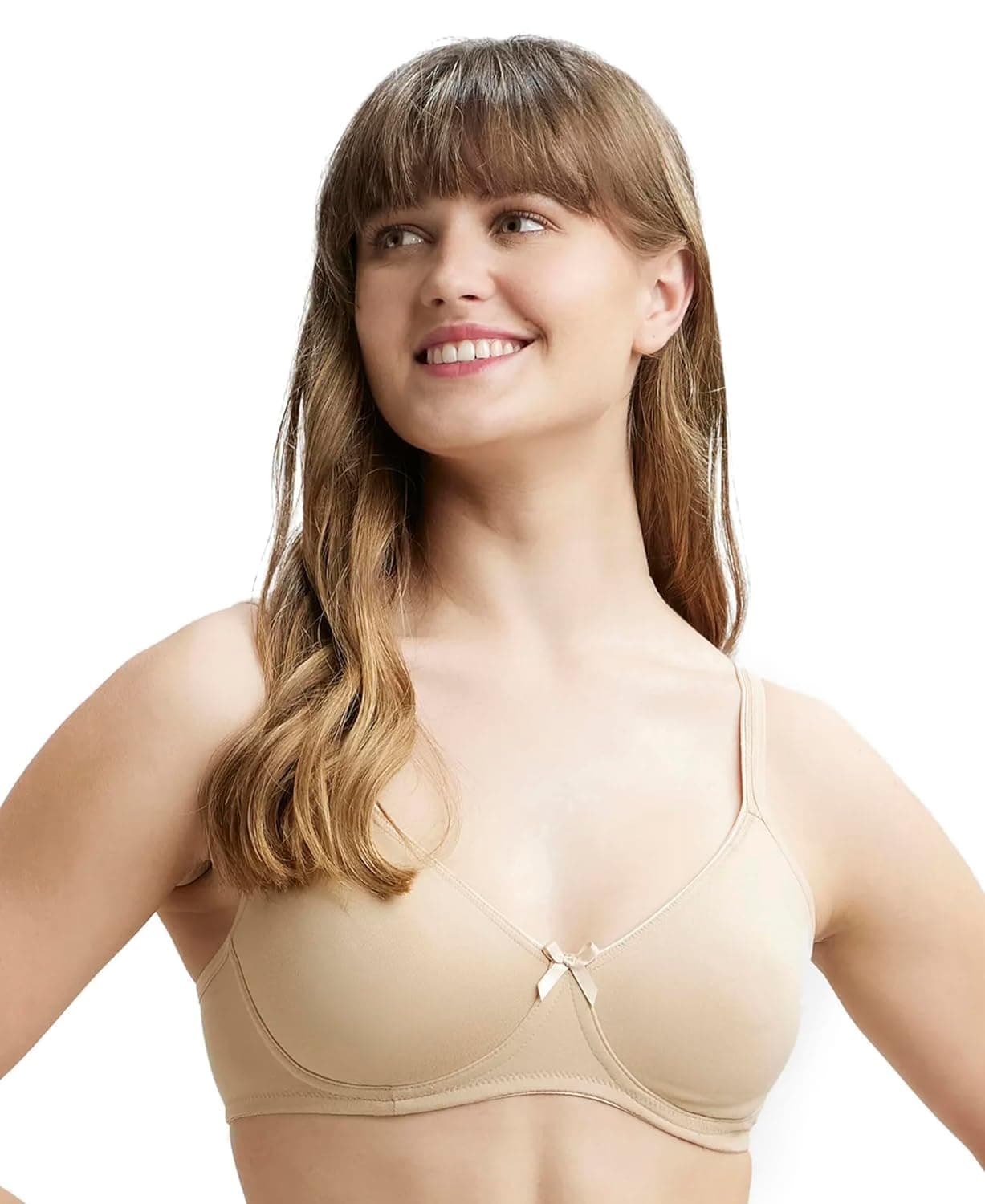 Jockey 1722 Women's Wirefree Non Padded Super Combed Cotton Elastane Stretch Medium Coverage Everyday Bra with Concealed Shaper Panel and Adjustable Straps