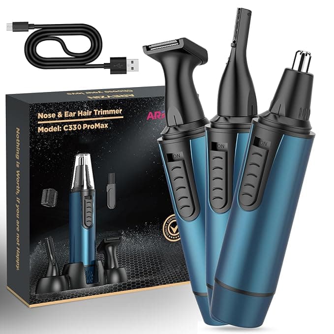 AREYZIN Nose Trimmer for Man 3-in-1 Multipurpose Nose Hair Remover Eyebrow Trimmer For Women- Rechargeable USB, Stainless Steel Blades, Waterproof - Perfect Grooming Gift