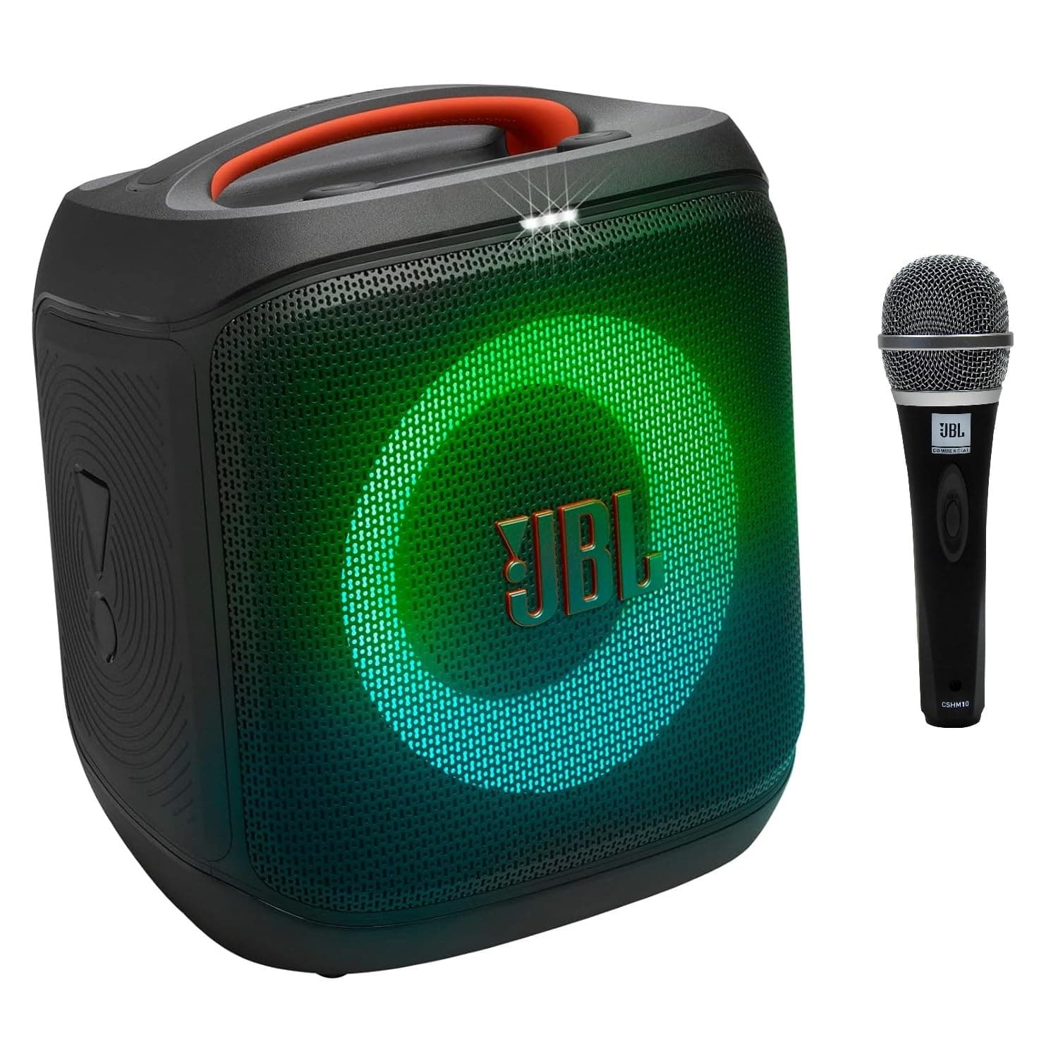 JBL Partybox Encore Essential2 with Free MIC (CSHM10- Wire not included) Wireless Bluetooth Party Speaker, AI Sound Boost, Dynamic Light Show, Upto 15H, Auracast MultiSpeaker support, Guitar+Mic Input