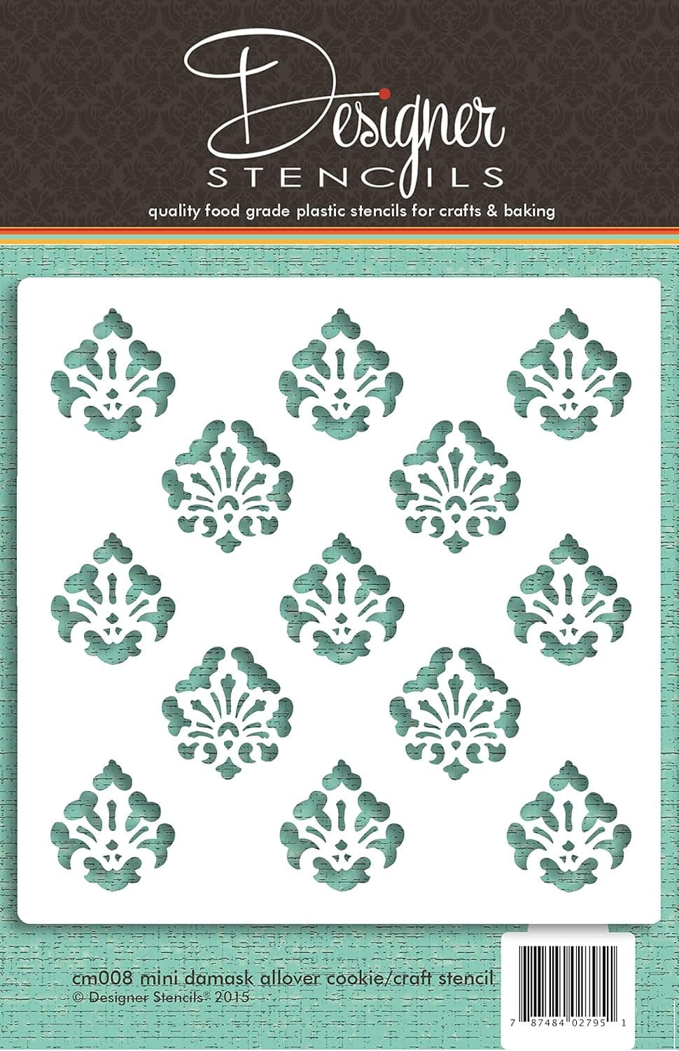 Mini Damask Allover Cookie and Craft Stencil CM008 by Designer Stencils