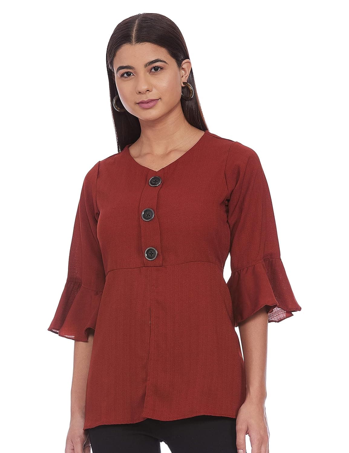 Diverse Women's Solid Regular Fit Empire Top (DCWCF05RC11L39-4623F_Brown S)